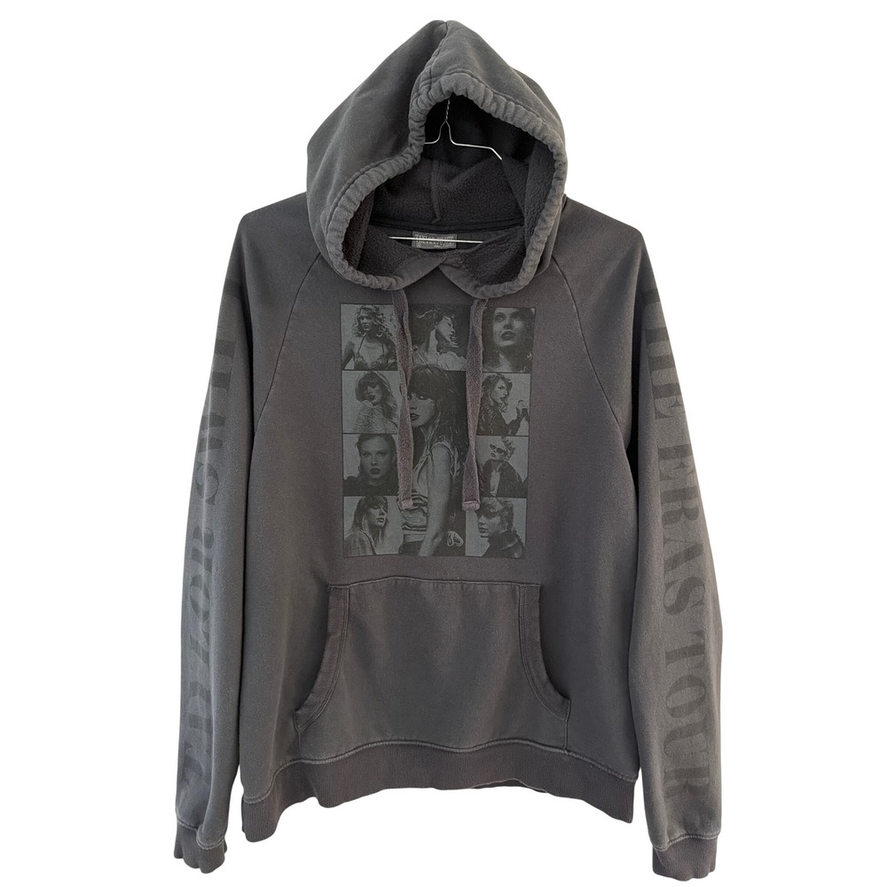 Taylor Swift The Eras Tour Hoodie Charcoal Gray Washed Graphic Sweatshirt Medium